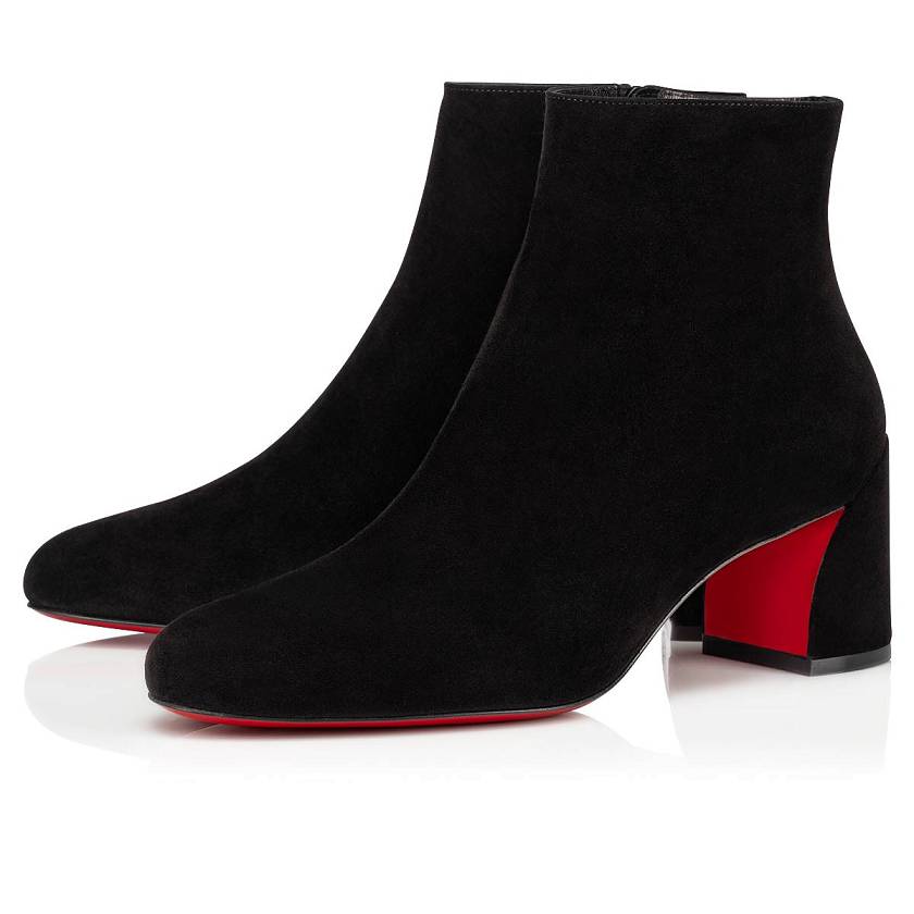 Women's Christian Louboutin Turela 55mm Suede Ankle Boots - Black [6917-853]
